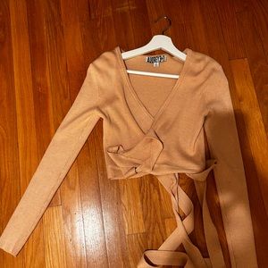 Tan long sleeve sweater wrap